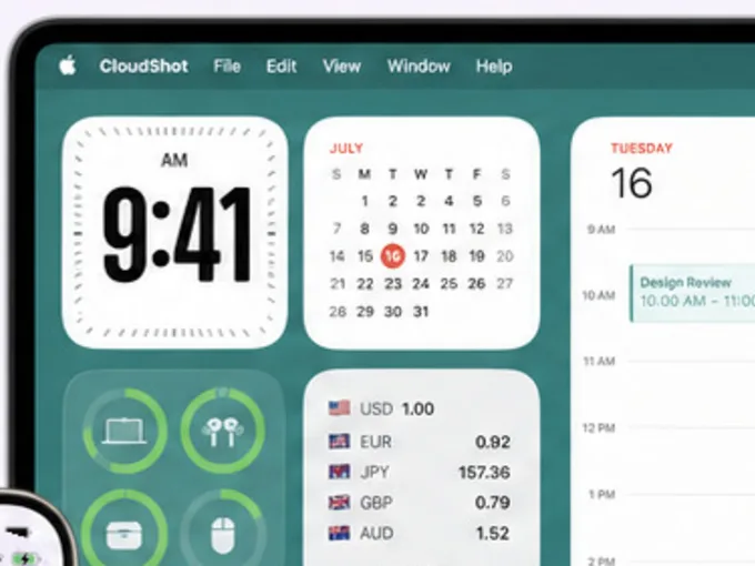 Mac desktop screenshot with system widgets